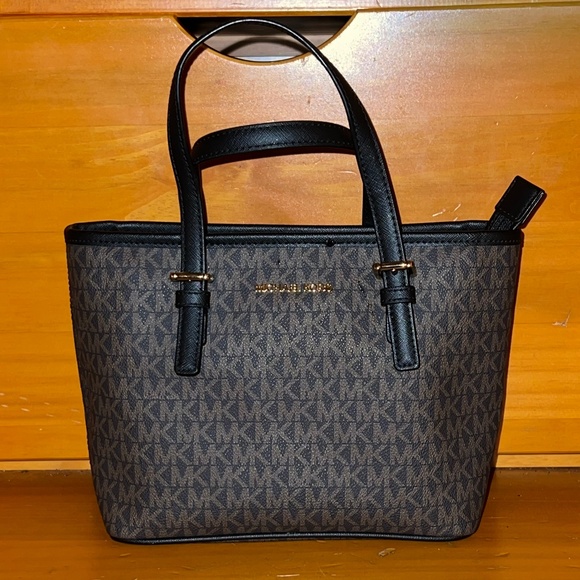 Jet Set Travel Extra-Small Logo Top-Zip Tote Bag - Brown & Black, One Size - Picture 2 of 6